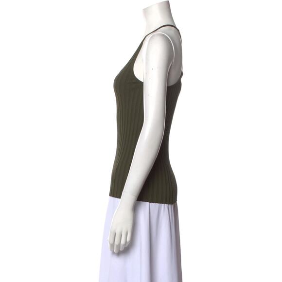Helmut Lang Scoop Neck Sleeveless Top Green - S - Picture 2 of 3